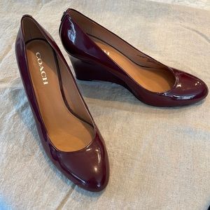 Coach patent leather wedges 9.5
